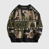 Kuscheliger Vintage-Pullover mit Farbblockdesign